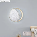 GobekUsa Minimalist Moon Wall Lamp Marble 1-Head Sconce in Gold - Perfect for Living Room