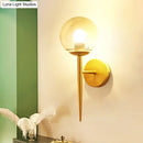 GobekUsa Clear Glass Mini Sphere Wall Lamp - Minimalist Living Room Sconce with Pencil Arm in Black/Gold