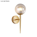 GobekUsa Clear Glass Mini Sphere Wall Lamp - Minimalist Living Room Sconce with Pencil Arm in Black/Gold