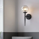 GobekUsa Clear Glass Mini Sphere Wall Lamp - Minimalist Living Room Sconce with Pencil Arm in Black/Gold