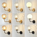Minimalist gold & black glass ball led wall lamp bedroom light by Decorbites