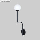 GobekUsa Minimalist Opal Glass Wall Sconce with Long Curved Arm - Single Bulb Lamp in Black/Gold