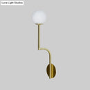 GobekUsa Minimalist Opal Glass Wall Sconce with Long Curved Arm - Single Bulb Lamp in Black/Gold