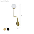 GobekUsa Minimalist Opal Glass Wall Sconce with Long Curved Arm - Single Bulb Lamp in Black/Gold