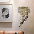 GobekUsa Crystal Chain Wall Mounted Light Fixture - Minimalist Brass Corridor Sconce
