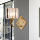 GobekUsa Minimalist Crystal Block Cylindrical Wall Sconce - Gold Finish