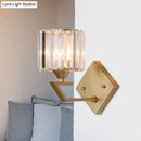 GobekUsa Minimalist Crystal Block Cylindrical Wall Sconce - Gold Finish
