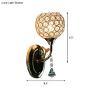 GobekUsa Minimalist Gold Bowl Wall Sconce Light: Opulent Crystal Inlaid Fixture for Bedroom, 1 Bulb