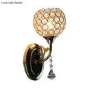 GobekUsa Minimalist Gold Bowl Wall Sconce Light: Opulent Crystal Inlaid Fixture for Bedroom, 1 Bulb