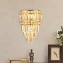 GobekUsa Minimalist Gold Wall Lamp - Clear Crystal 3-Light Layered Fixture