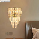 GobekUsa Minimalist Gold Wall Lamp - Clear Crystal 3-Light Layered Fixture