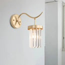 GobekUsa Minimalist Gold Finish Crystal Wall Lamp with Rectangular Tube Design