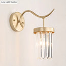 GobekUsa Minimalist Gold Finish Crystal Wall Lamp with Rectangular Tube Design