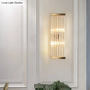 GobekUsa Minimalist Crystal Wall Sconce with 2 Bulbs for Living Room Lighting