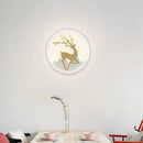 GobekUsa Minimalist Aluminum Ring LED Wall Sconce with Deer Design