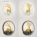 GobekUsa Minimalist Aluminum Ring LED Wall Sconce with Deer Design