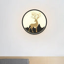 GobekUsa Minimalist Aluminum Ring LED Wall Sconce with Deer Design