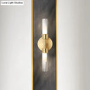 GobekUsa Brass Finish Double Cylinder Wall Sconce - Clear Glass, 2 Lights