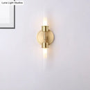 GobekUsa Brass Finish Double Cylinder Wall Sconce - Clear Glass, 2 Lights