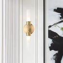 GobekUsa Brass Finish Double Cylinder Wall Sconce - Clear Glass, 2 Lights