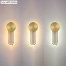 GobekUsa Sleek Brass LED Wall Sconce Light for Bedside – Simple Elliptical Metal Lamp Fixture