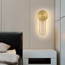 GobekUsa Sleek Brass LED Wall Sconce Light for Bedside – Simple Elliptical Metal Lamp Fixture