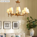 GobekUsa Gold Fabric Bedroom Chandelier - Minimalist Conic Ceiling Light Fixture