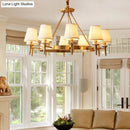 GobekUsa Gold Fabric Bedroom Chandelier - Minimalist Conic Ceiling Light Fixture