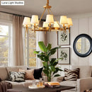 GobekUsa Gold Fabric Bedroom Chandelier - Minimalist Conic Ceiling Light Fixture