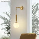 GobekUsa Minimalist Mini Globe Wall Sconce with Cream Glass and Gold Finish for 1-Bulb Wall Lighting