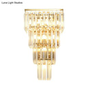 GobekUsa Minimalist Crystal Block Tiered Wall Light - 7 Light Gold Finish Sconce