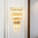 GobekUsa Minimalist Crystal Block Tiered Wall Light - 7 Light Gold Finish Sconce
