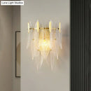 GobekUsa Prismatic Crystal Leaf Wall Sconce - Minimalist Gold Light Fixture (2 Lights)
