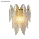 GobekUsa Prismatic Crystal Leaf Wall Sconce - Minimalist Gold Light Fixture (2 Lights)