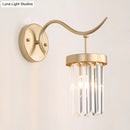 GobekUsa Minimalist Gold Finish Crystal Wall Lamp with Rectangular Tube Design
