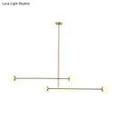 GobekUsa Minimalist Gold Finish Pendant Light with Opal Glass Shade – 4-Bulb Metallic Island Lamp