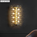 GobekUsa Minimalist Gold Floral Sconce Light with Crystal Shade - Wall Mount Lighting for Bedroom