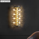 GobekUsa Minimalist Gold Floral Sconce Light with Crystal Shade - Wall Mount Lighting for Bedroom