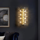 GobekUsa Minimalist Gold Floral Sconce Light with Crystal Shade - Wall Mount Lighting for Bedroom