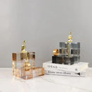 GobekUsa Geometric Stair Crystal Ornament Metal Gold Sculpture