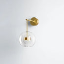 GobekUsa Transparent Glass Bedside LED Wall Lamp in Gold - Minimalist Sphere Wall Hanging Light
