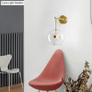 GobekUsa Transparent Glass Bedside LED Wall Lamp in Gold - Minimalist Sphere Wall Hanging Light
