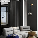 GobekUsa Transparent Glass Bedside LED Wall Lamp in Gold - Minimalist Sphere Wall Hanging Light