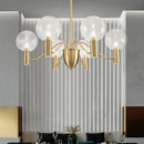 GobekUsa Minimalist Gold Globe Chandelier - 6-Light Clear Glass Pendant Lighting Fixture