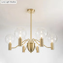 GobekUsa Minimalist Gold Globe Chandelier - 6-Light Clear Glass Pendant Lighting Fixture