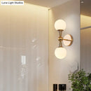 GobekUsa Minimalist Hand-Blown Glass Spherical Wall Sconce with Half-Bulb in Gold - Perfect for Bedrooms