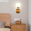 GobekUsa Minimalist Hand-Blown Glass Spherical Wall Sconce with Half-Bulb in Gold - Perfect for Bedrooms