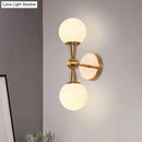 GobekUsa Minimalist Hand-Blown Glass Spherical Wall Sconce with Half-Bulb in Gold - Perfect for Bedrooms
