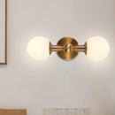 GobekUsa Minimalist Hand-Blown Glass Spherical Wall Sconce with Half-Bulb in Gold - Perfect for Bedrooms