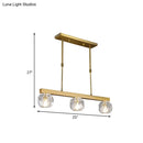 GobekUsa Minimalist Gold Island Pendant Light with Faceted Crystal Sphere and Linear Design - 3/4 Lights Hanging Lamp Kit